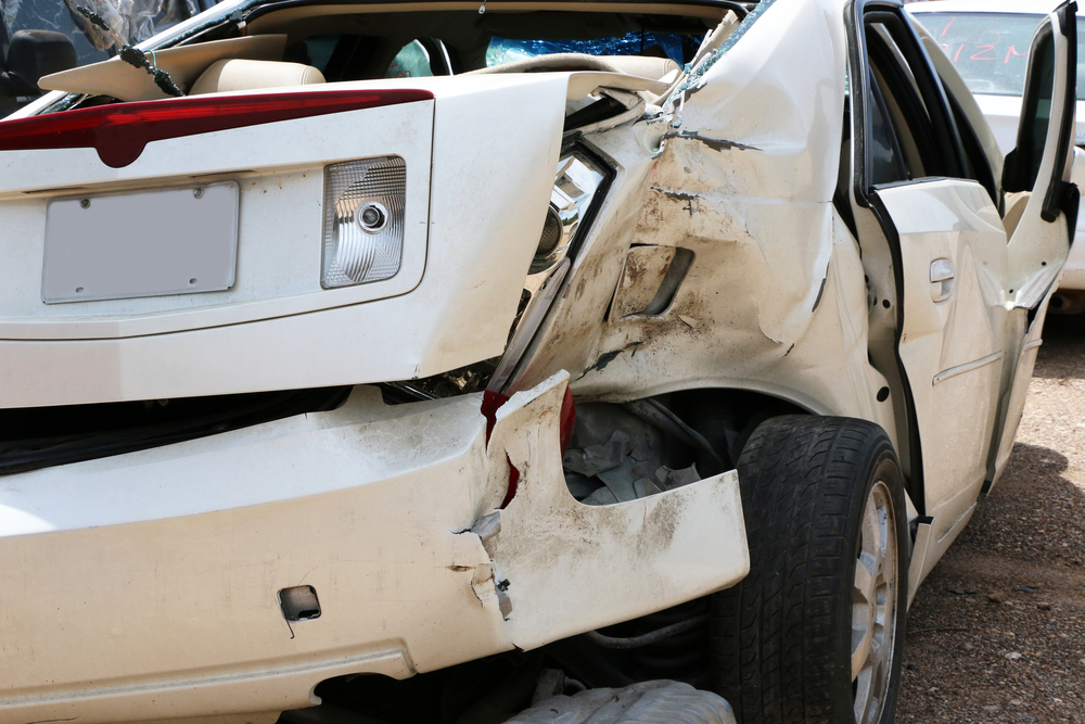 How To Strengthen Your Car Accident Claim - Three car wreck totaled this vehicle, Two of the drivers were texting two vehicles rear ended other cars