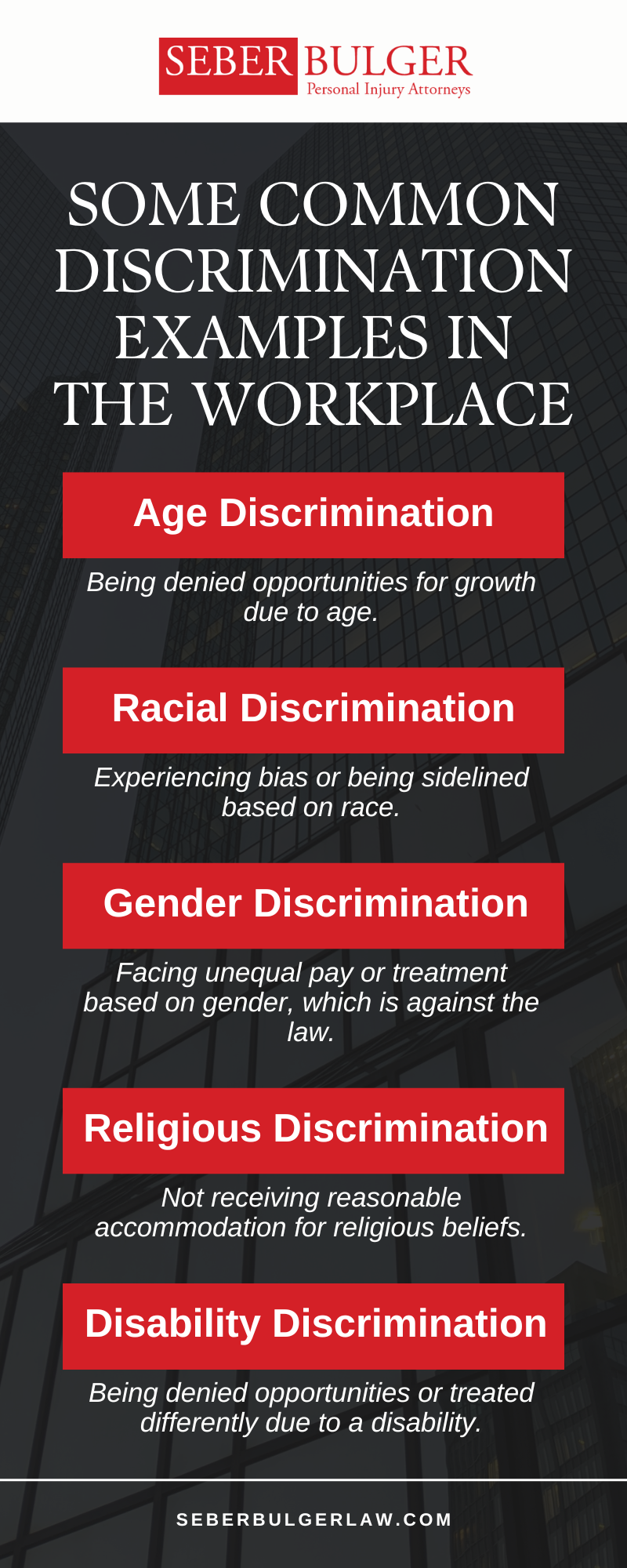 Some Common Discrimination Examples In The Workplace Infographic