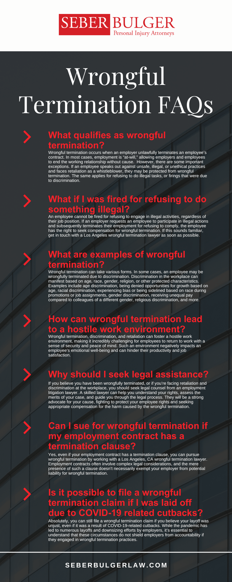 Wrongful Termination FAQs Infographic