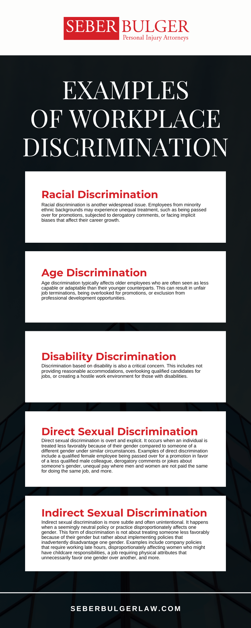 Examples of Workplace Discrimination infographic